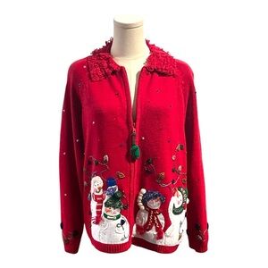 Novelty Holiday Knit Snowman Sweater Size Small.